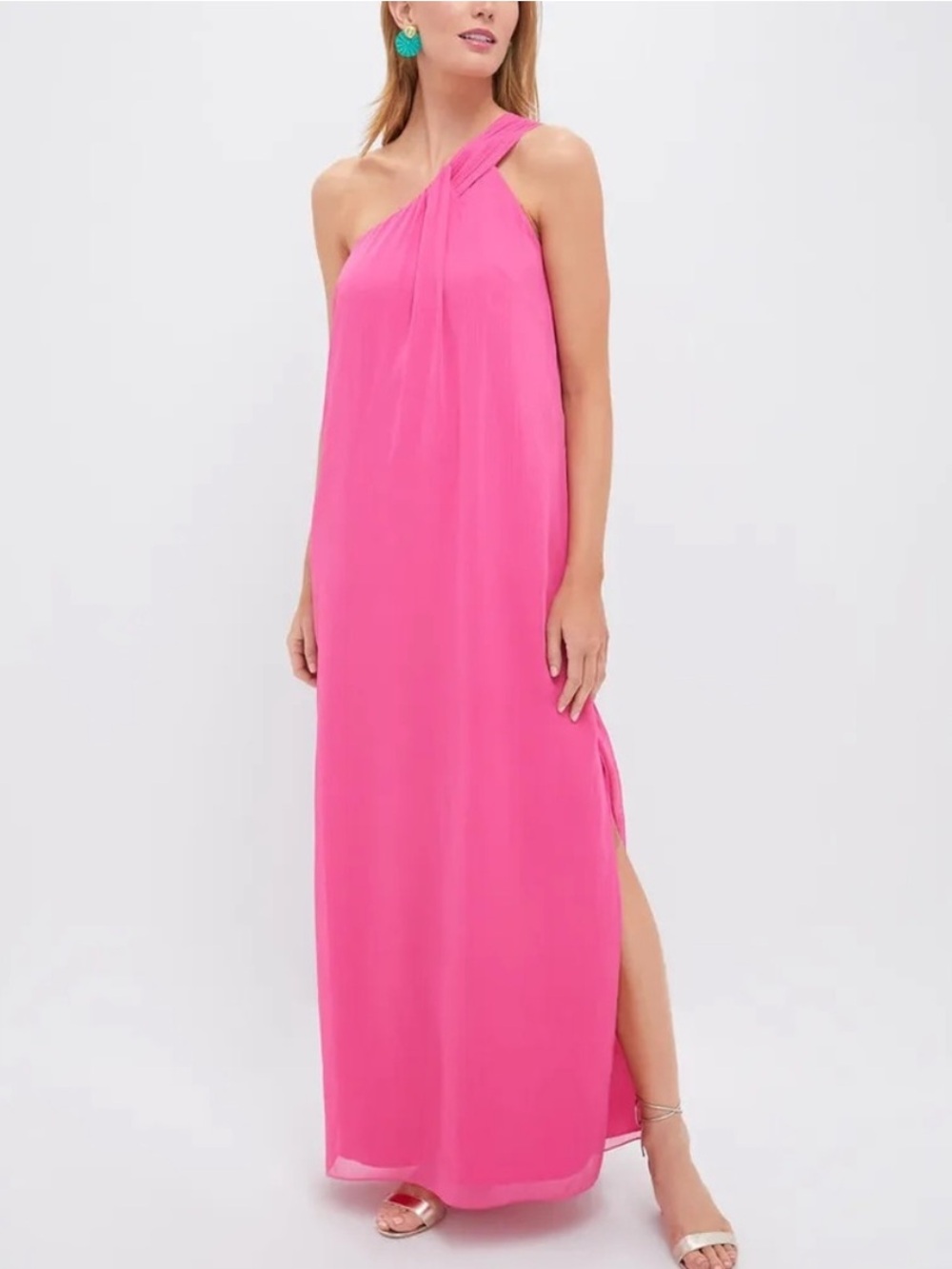 NWT Tuckernuck Pomander Place Dress Soleil One Shoulder Maxi in Hot Pink